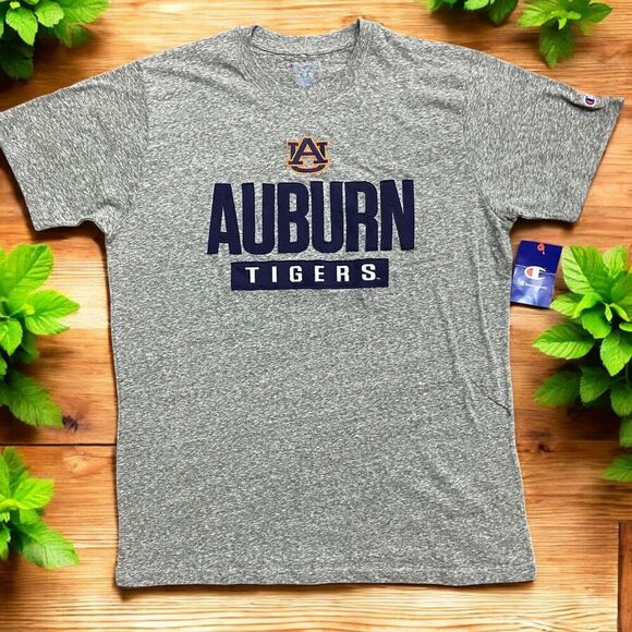 Champion NCAA Auburn Tigers Embroidered T-Shirt Grey Navy NWT Men's Size Large - Picture 1 of 8